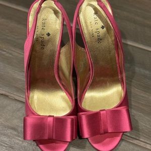 Kate Spade Fuchsia Satin Slingback Peep Toe Pumps